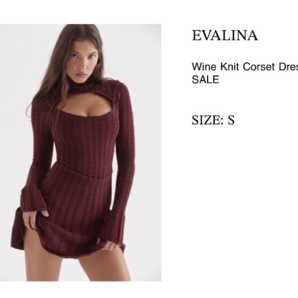 Brand new House of CB Evalina wine Knit corset Long Sleeve Dress